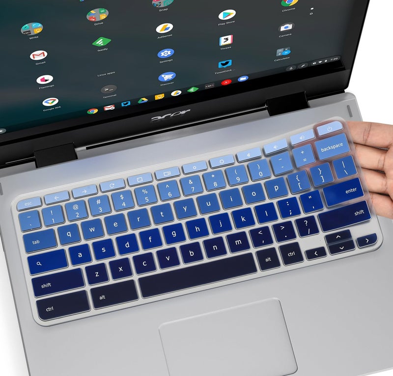 CaseBuy Keyboard Cover for Acer Chromebook Spin 11 311 C733 CP311 511 512/Chromebook 11 CB3-131 CB3-132 CP311 C738T CB5-132T/Chromebook Spin 713 CP713 R13 CB5-312T/Acer Chromebook 14 15 inch,Gradual Blue - Image 1